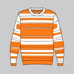 long-sleeved orange striped crew neck sweater image